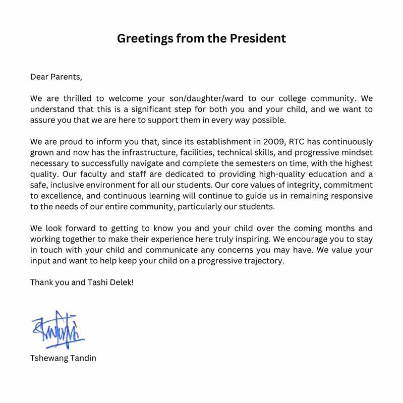 2023 Spring President Message To Parents