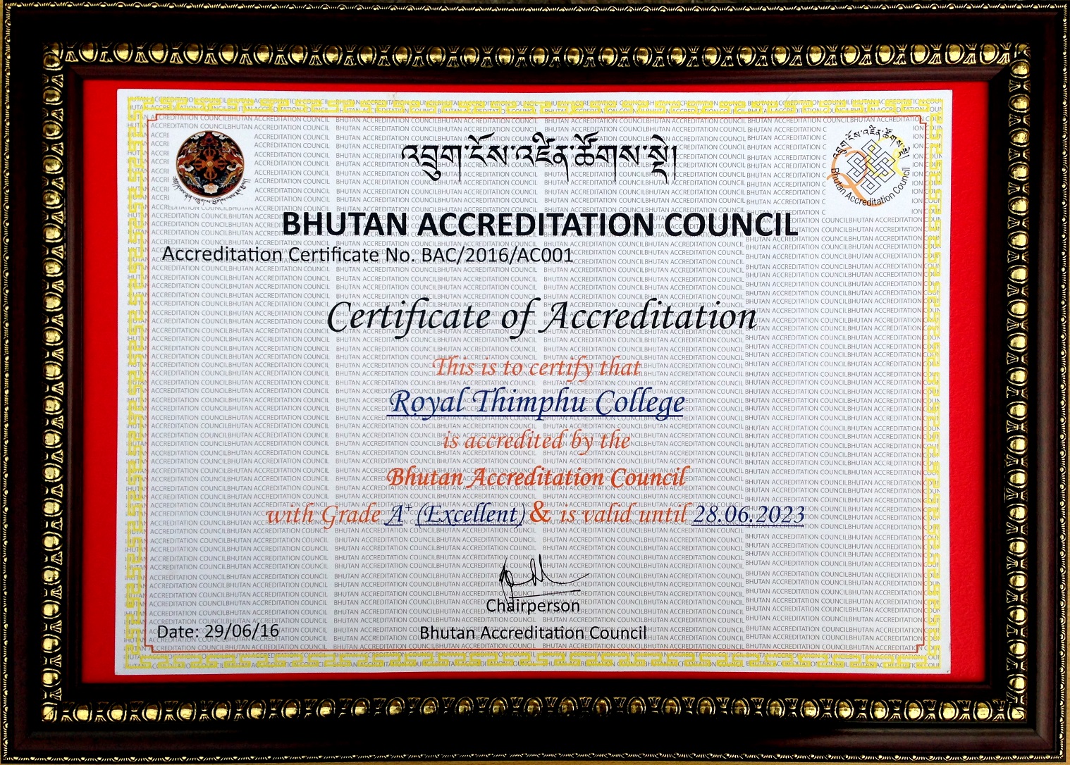 RTC BAC Accreditation Certificate